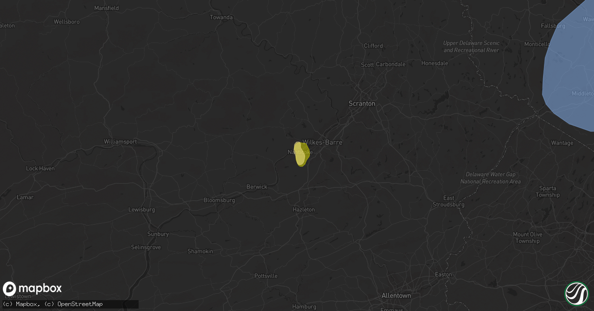 Hail map in Nanticoke, PA on September 7, 2023