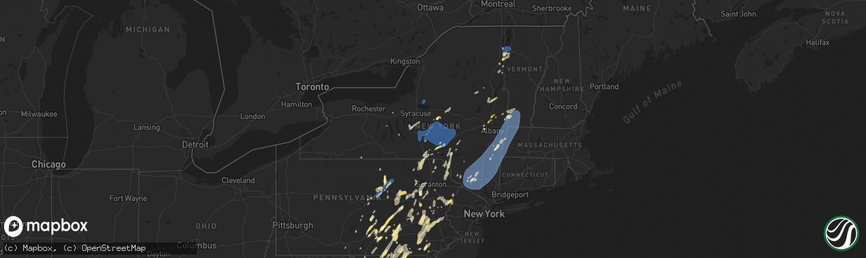 Hail map in New York on September 7, 2023