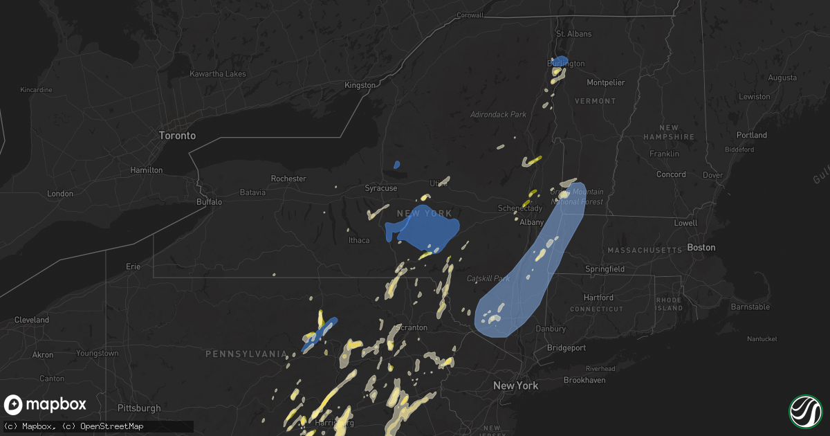 Hail map in New York on September 7, 2023