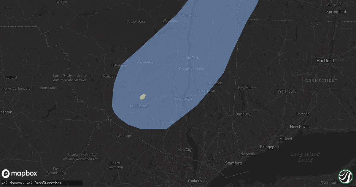 Hail map in Newburgh, NY on September 7, 2023