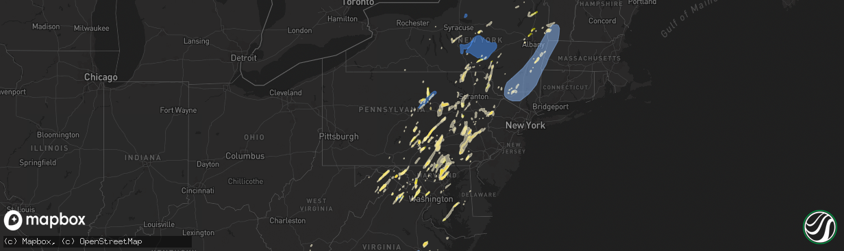 Hail map in Pennsylvania on September 7, 2023