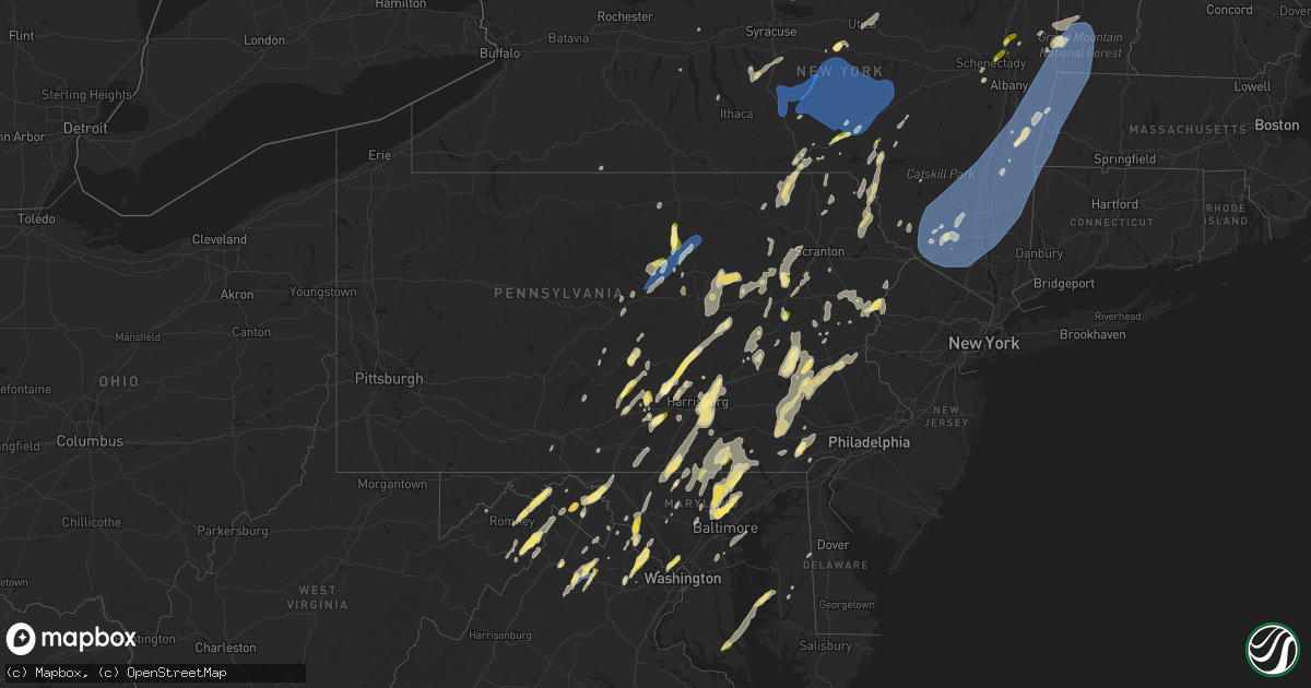 Hail map in Pennsylvania on September 7, 2023