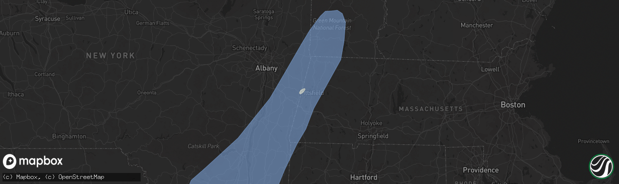 Hail map in Pittsfield, MA on September 7, 2023