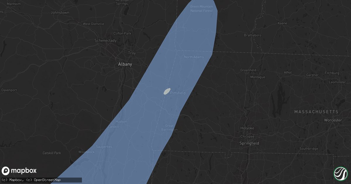Hail map in Pittsfield, MA on September 7, 2023