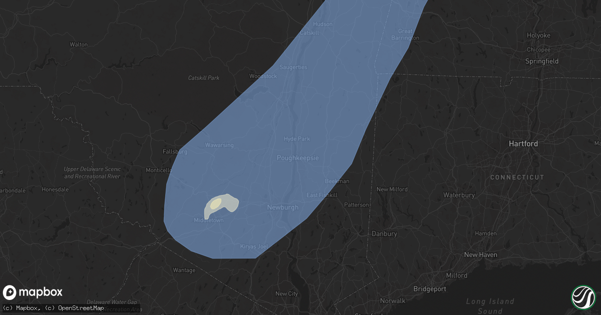 Hail map in Poughkeepsie, NY on September 7, 2023