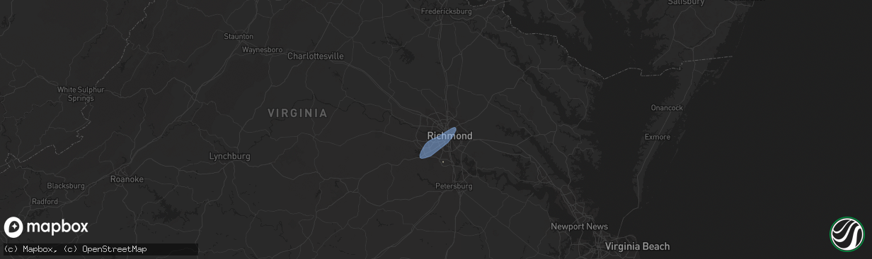 Hail map in Richmond, VA on September 7, 2023