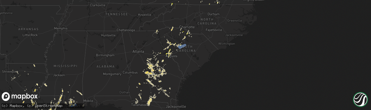 Hail map in South Carolina on September 7, 2023