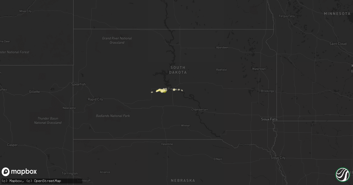 Hail map in South Dakota on September 7, 2023