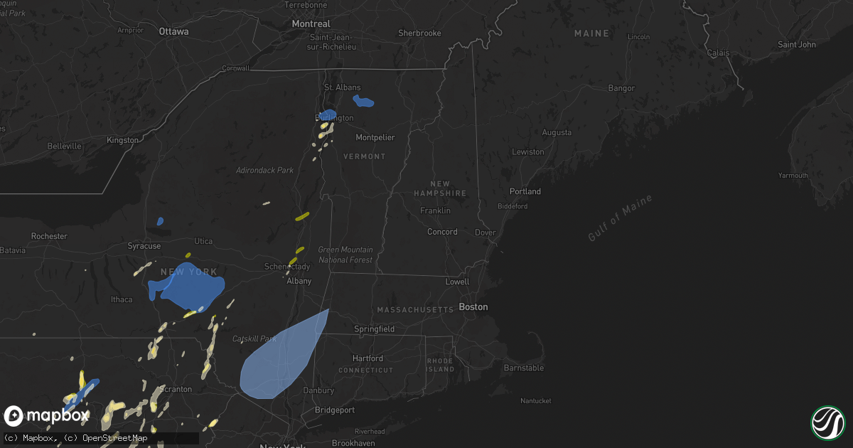 Hail map in Vermont on September 7, 2023