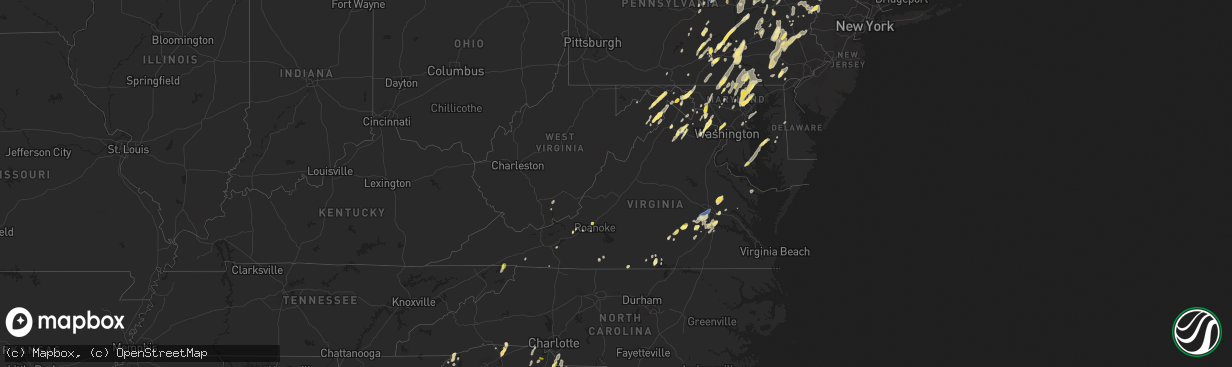 Hail map in Virginia on September 7, 2023