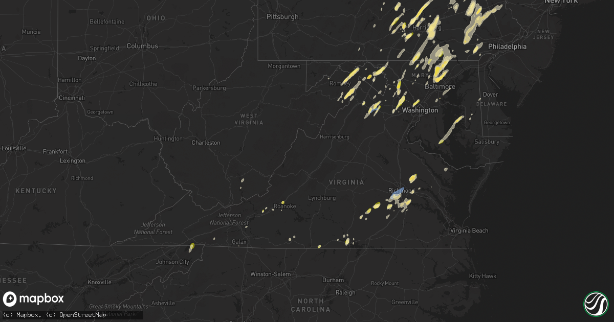 Hail map in Virginia on September 7, 2023