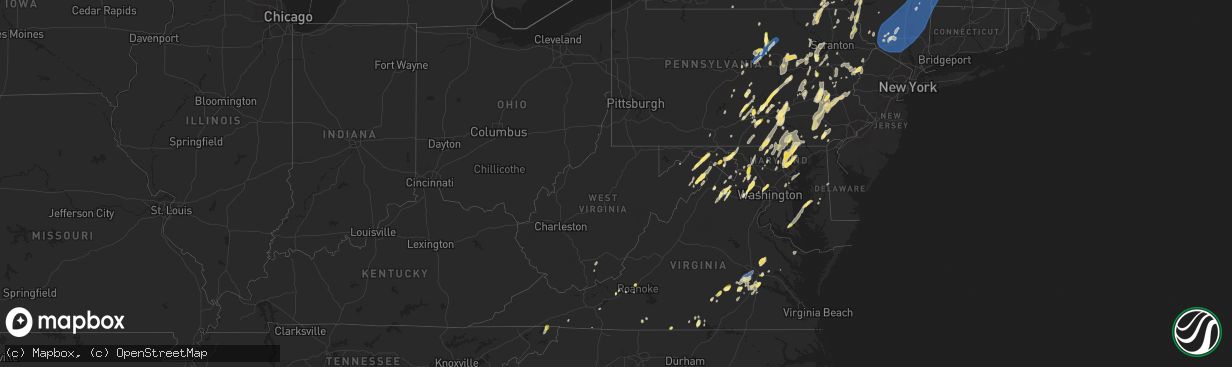 Hail map in West Virginia on September 7, 2023