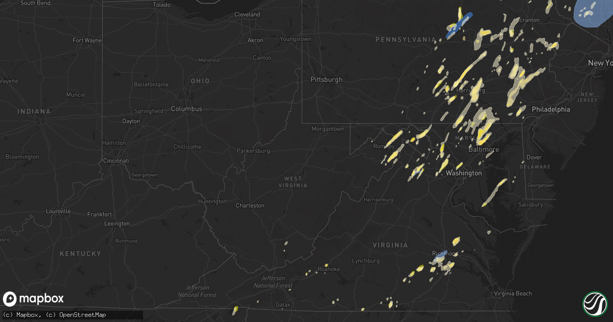 Hail map in West Virginia on September 7, 2023