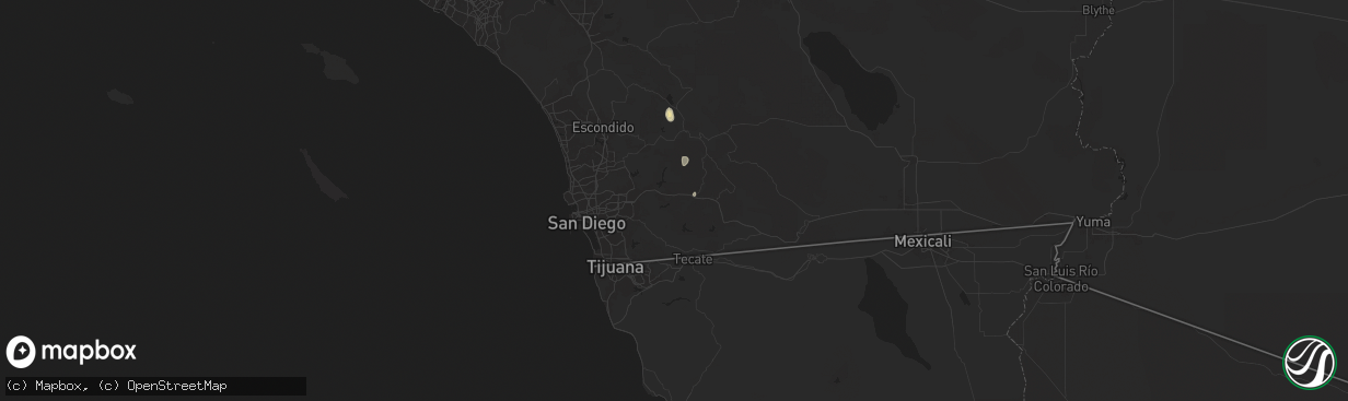 Hail map in Alpine, CA on September 7, 2024