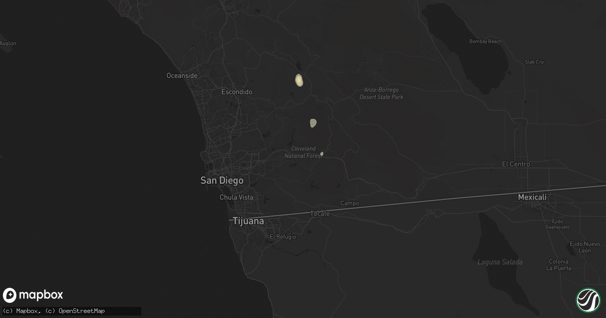 Hail map in Alpine, CA on September 7, 2024