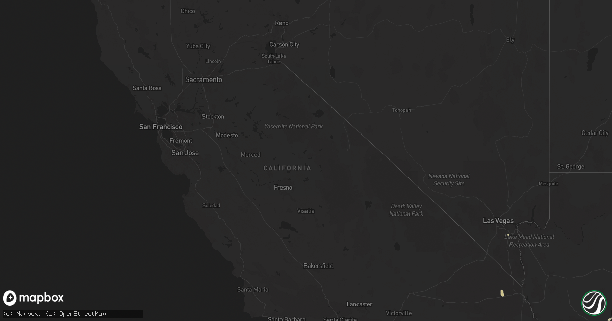 Hail map in California on September 7, 2024