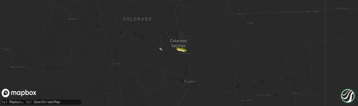 Hail map in Colorado Springs, CO on September 7, 2024