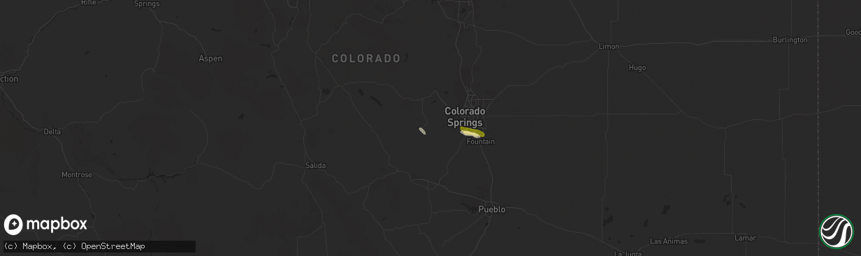 Hail map in Cripple Creek, CO on September 7, 2024