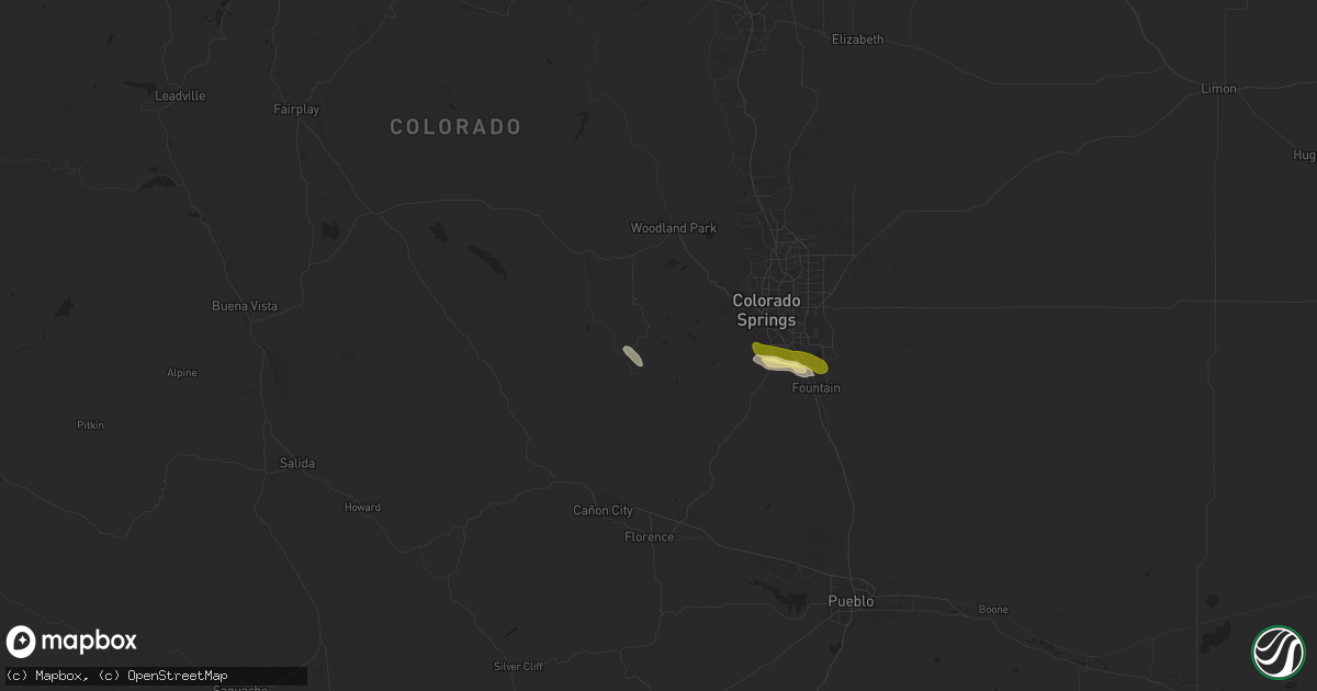 Hail map in Cripple Creek, CO on September 7, 2024
