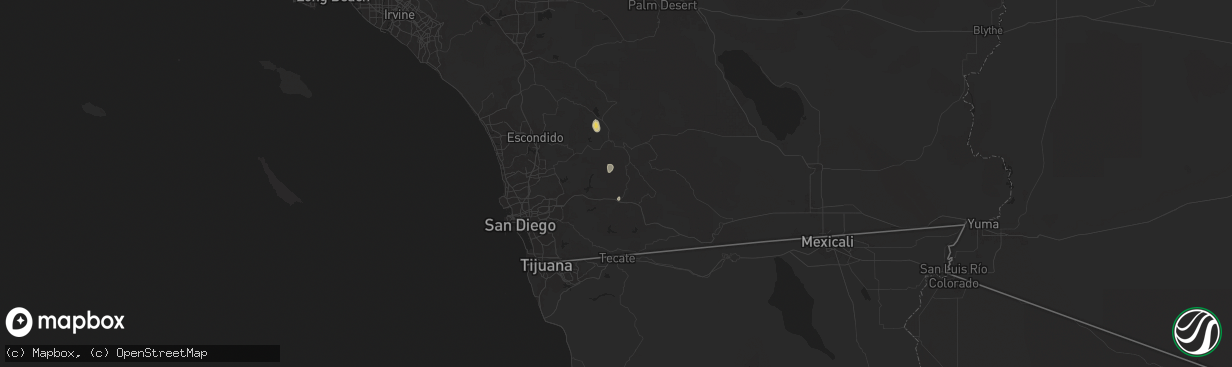 Hail map in Descanso, CA on September 7, 2024