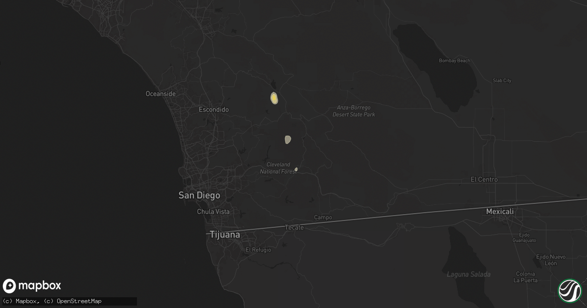 Hail map in Descanso, CA on September 7, 2024