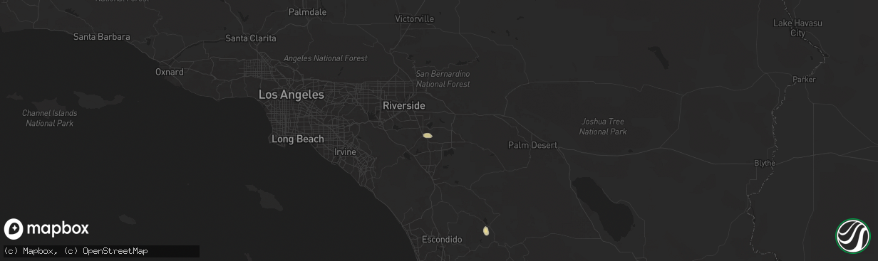 Hail map in Nuevo, CA on September 7, 2024