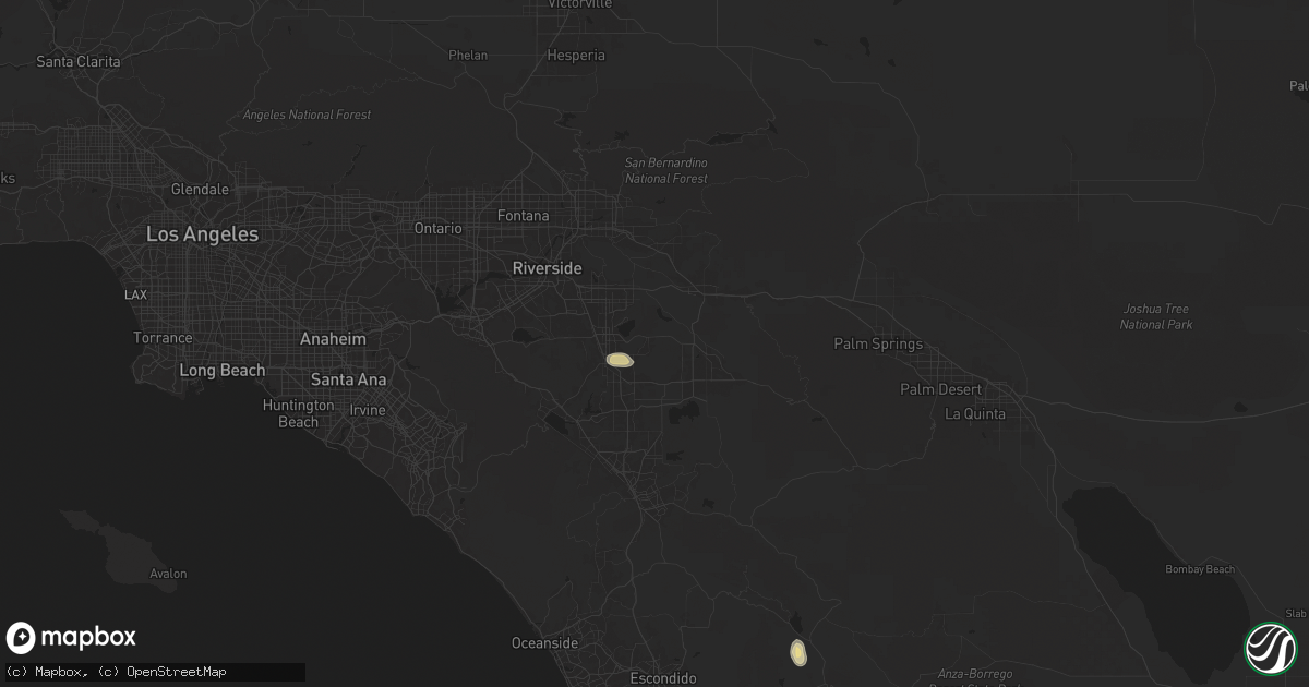 Hail map in Nuevo, CA on September 7, 2024