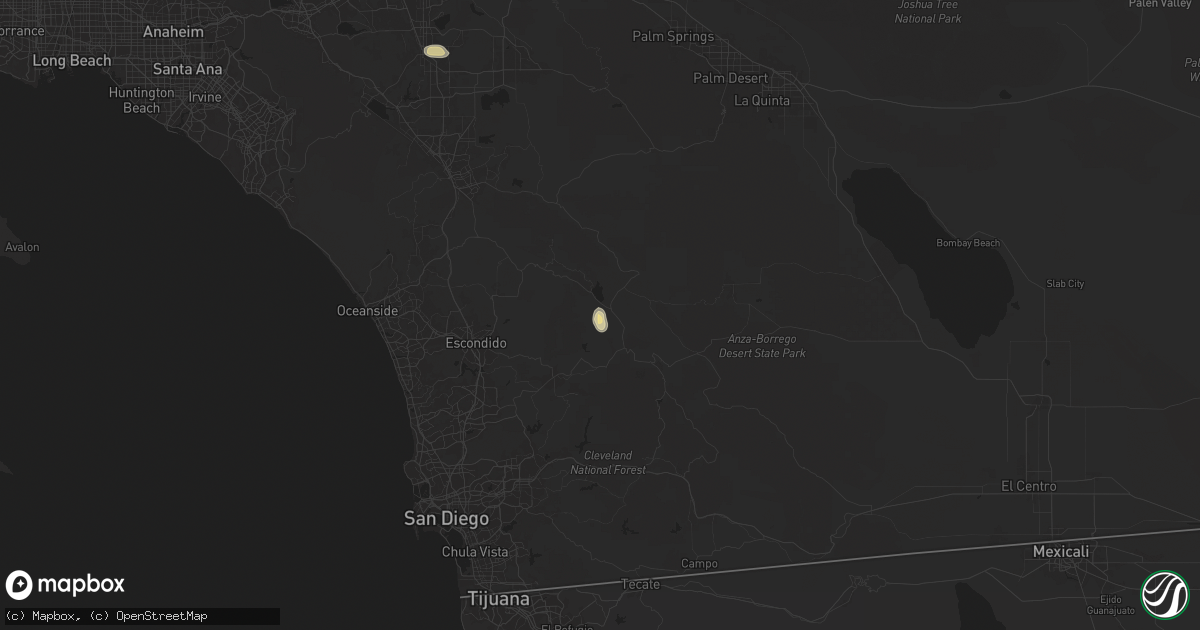 Hail map in Santa Ysabel, CA on September 7, 2024