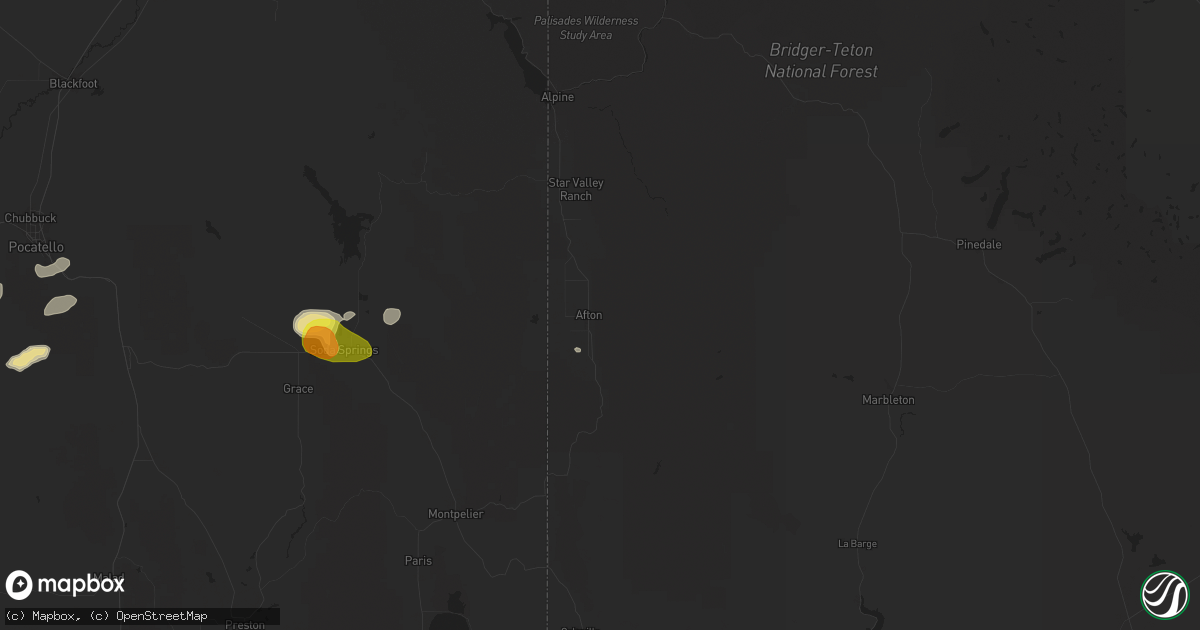 Hail map in Afton, WY on September 7, 2025