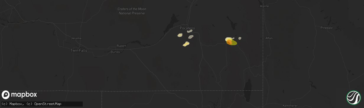 Hail map in Arbon, ID on September 7, 2025
