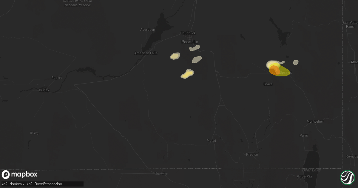 Hail map in Arbon, ID on September 7, 2025