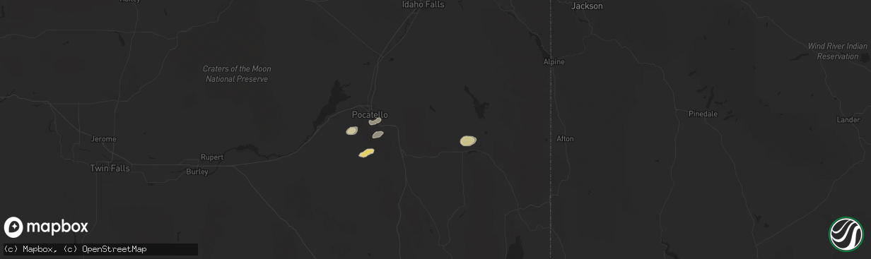 Hail map in Bancroft, ID on September 7, 2025
