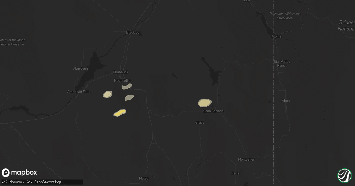 Hail map in Bancroft, ID on September 7, 2025