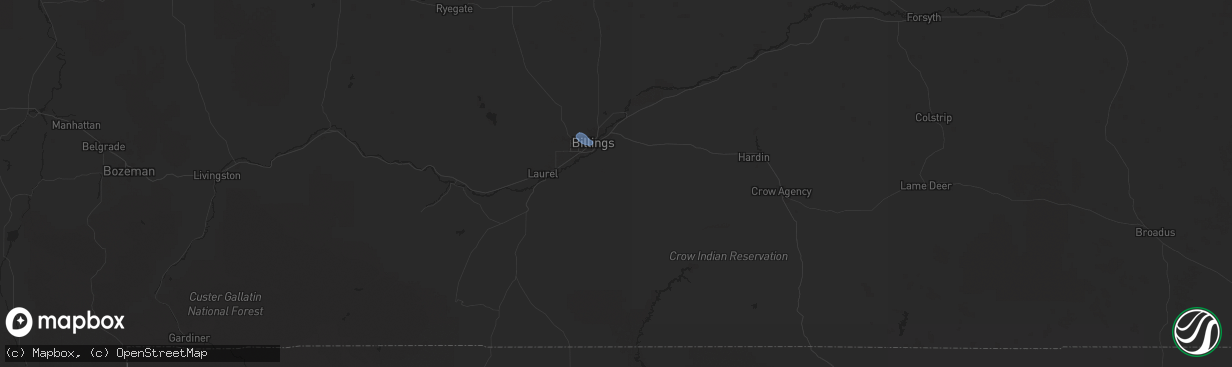 Hail map in Billings, MT on September 7, 2025