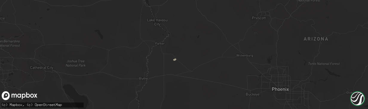 Hail map in Bouse, AZ on September 7, 2025