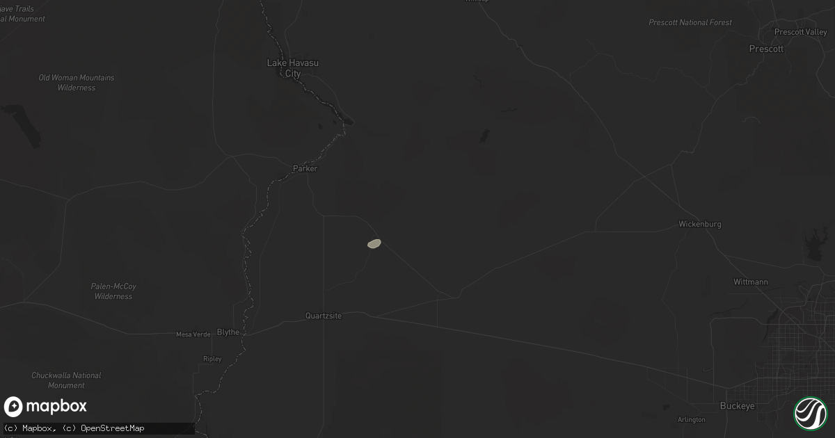 Hail map in Bouse, AZ on September 7, 2025
