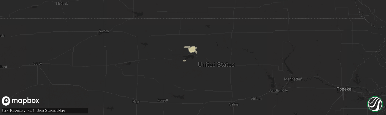Hail map in Glen Elder, KS on September 7, 2025