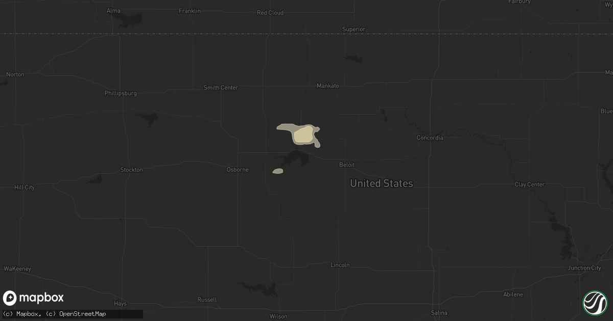 Hail map in Glen Elder, KS on September 7, 2025