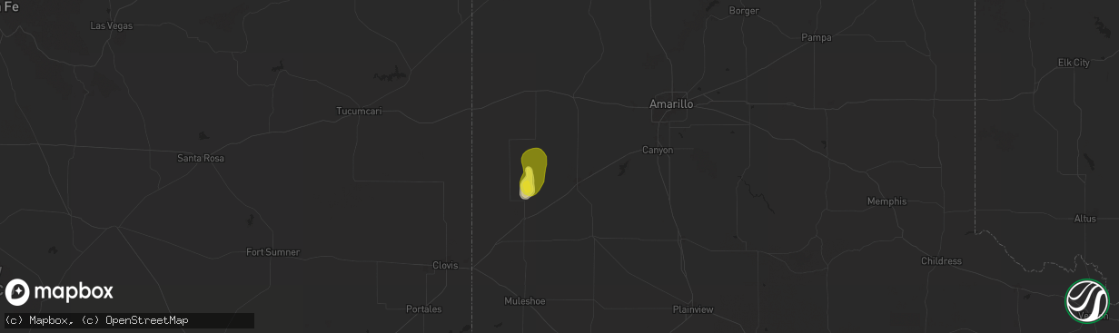 Hail map in Hereford, TX on September 7, 2025
