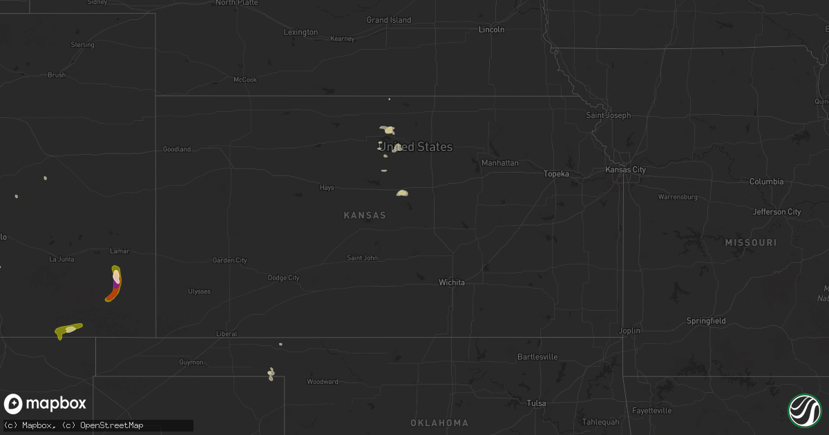Hail map in Kansas on September 7, 2025