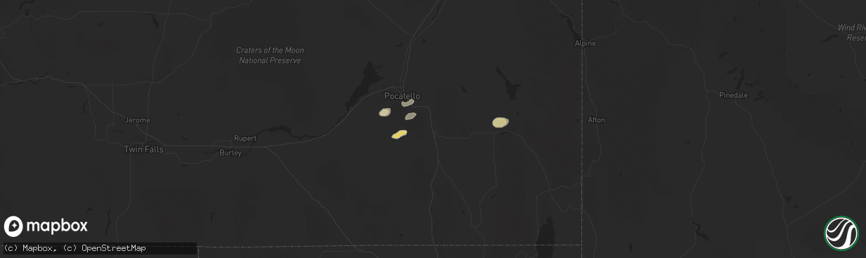 Hail map in Mccammon, ID on September 7, 2025
