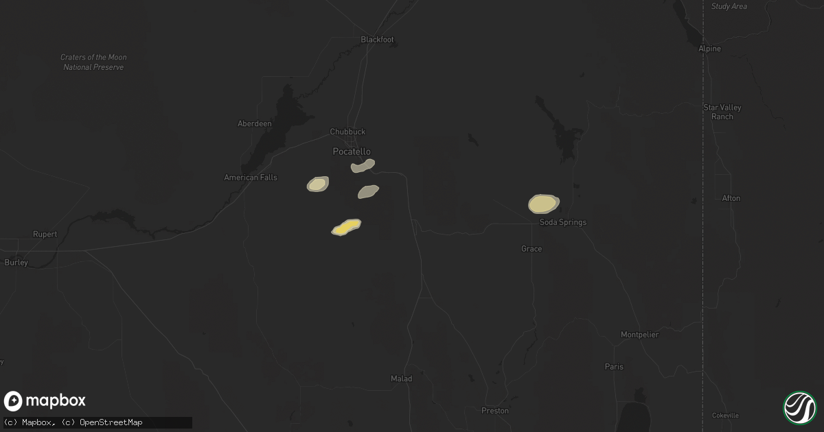 Hail map in Mccammon, ID on September 7, 2025