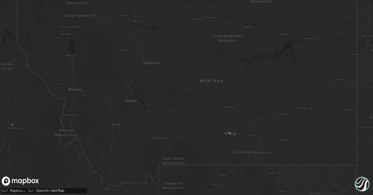 Hail map in Montana on September 7, 2025