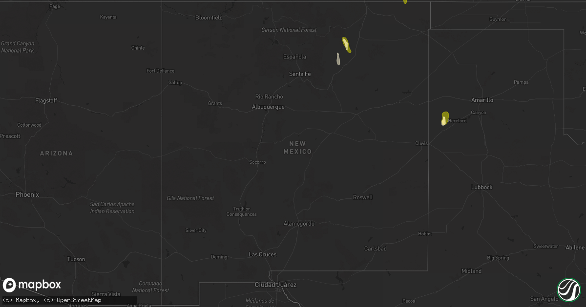 Hail map in New Mexico on September 7, 2025