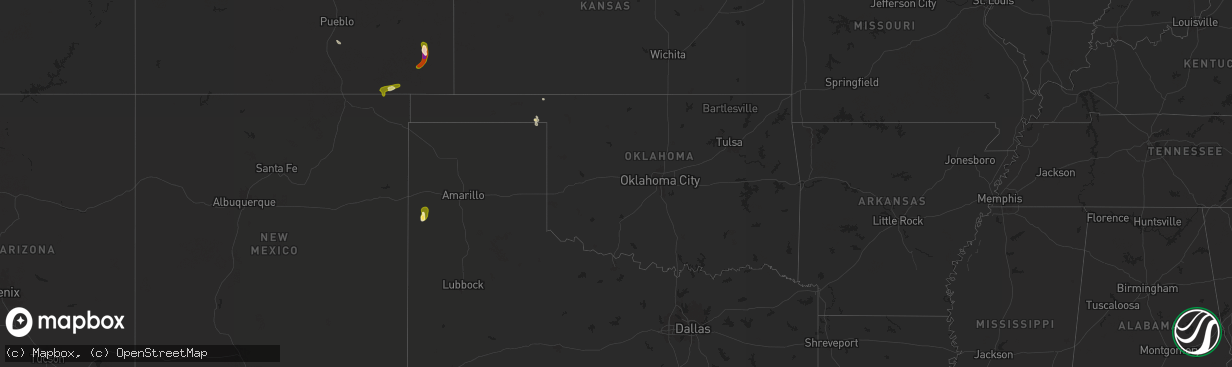 Hail map in Oklahoma on September 7, 2025