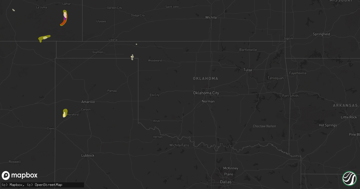 Hail map in Oklahoma on September 7, 2025