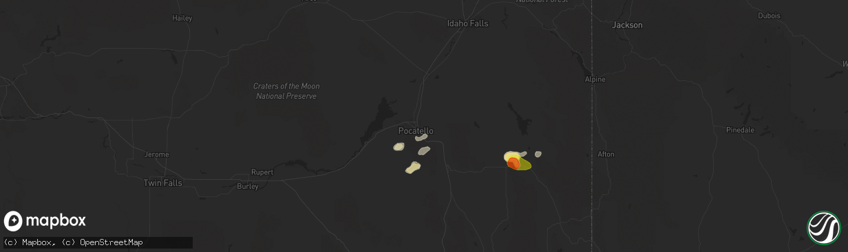 Hail map in Pocatello, ID on September 7, 2025