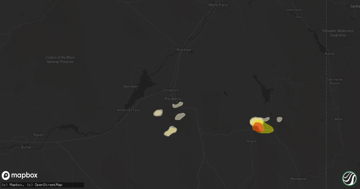 Hail map in Pocatello, ID on September 7, 2025