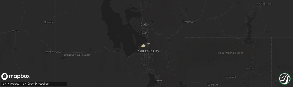 Hail map in Woods Cross, UT on September 7, 2025