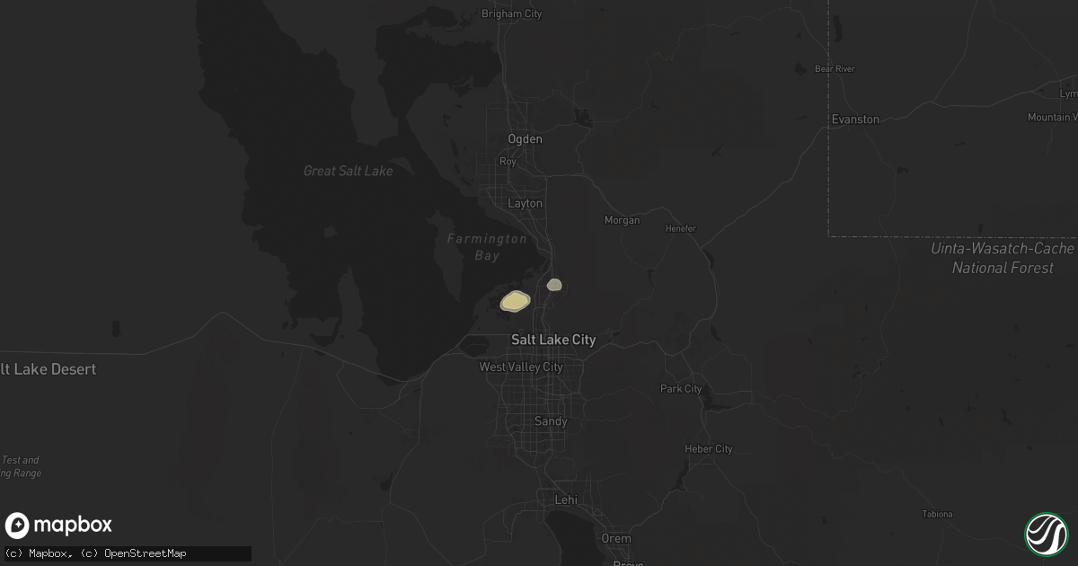 Hail map in Woods Cross, UT on September 7, 2025